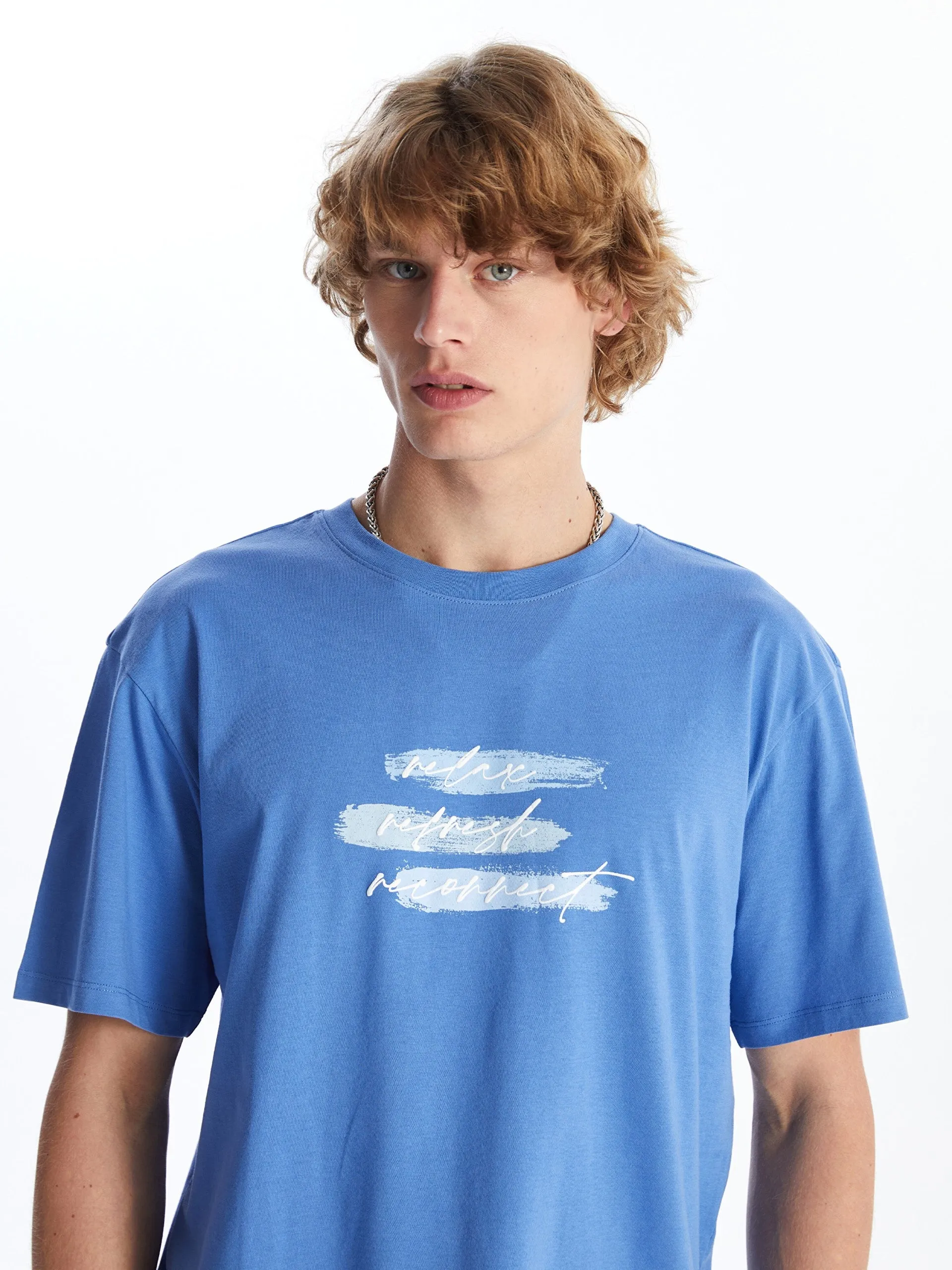 Crew Neck Short Sleeve Printed Combed Cotton Men T-Shirt