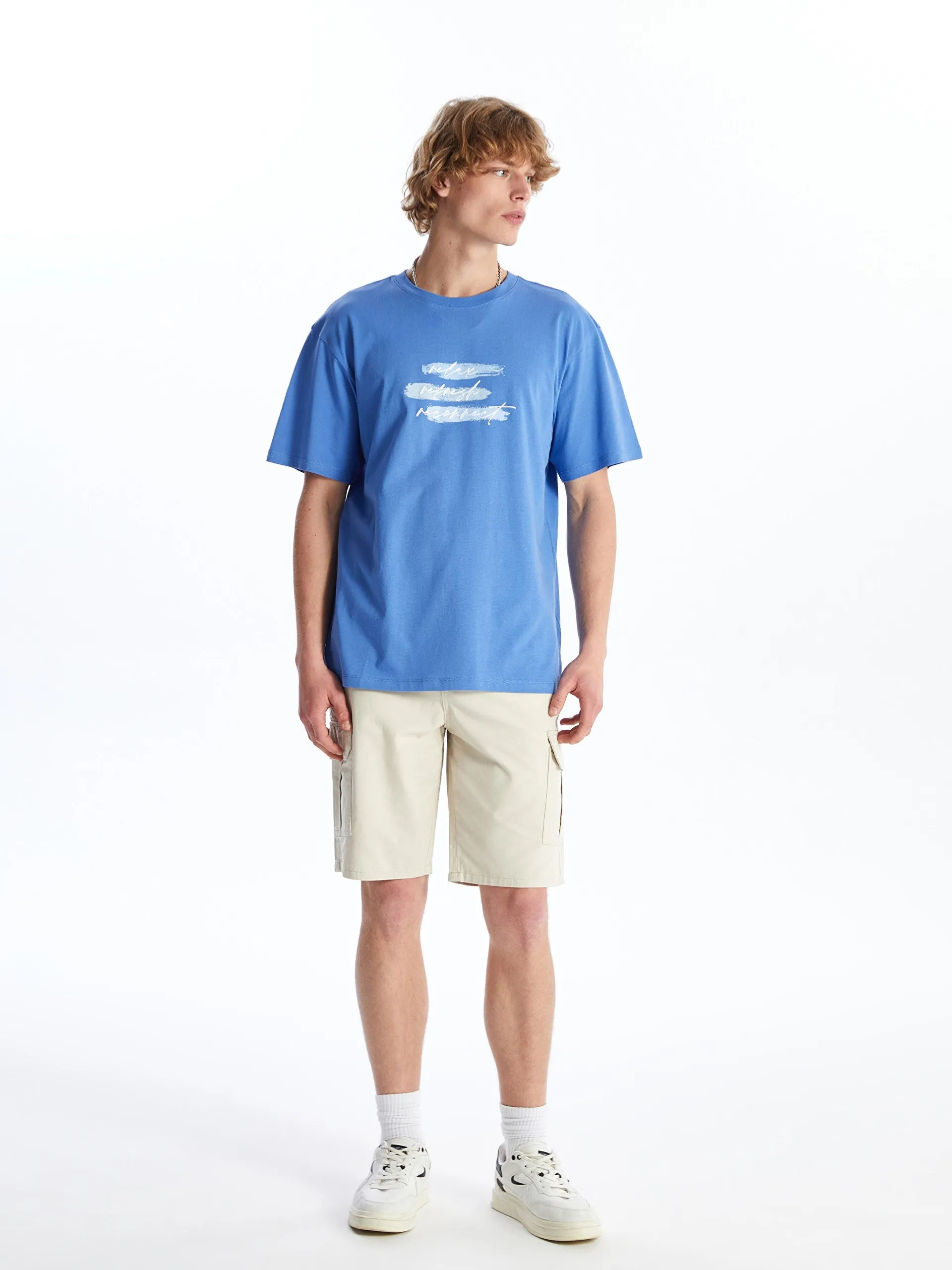 Crew Neck Short Sleeve Printed Combed Cotton Men T-Shirt