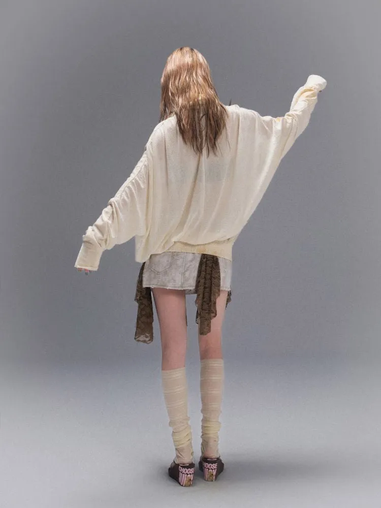 Cross Loose Thin Knit Sunscreen Long Sleeve Jacket【s0000008466】