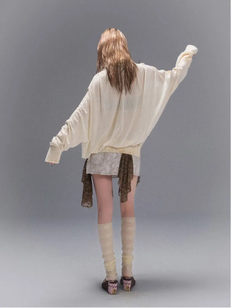 Cross Loose Thin Knit Sunscreen Long Sleeve Jacket【s0000008466】