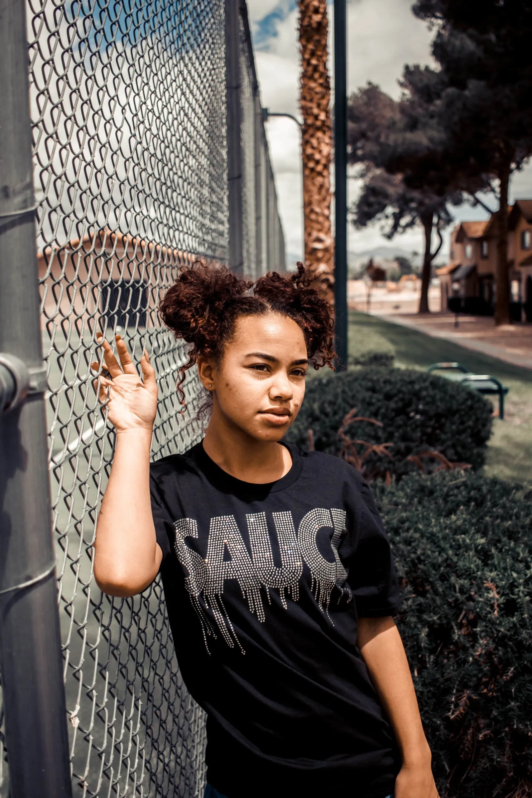 Crystal Clear Rhinestone Sauce | Black Tee