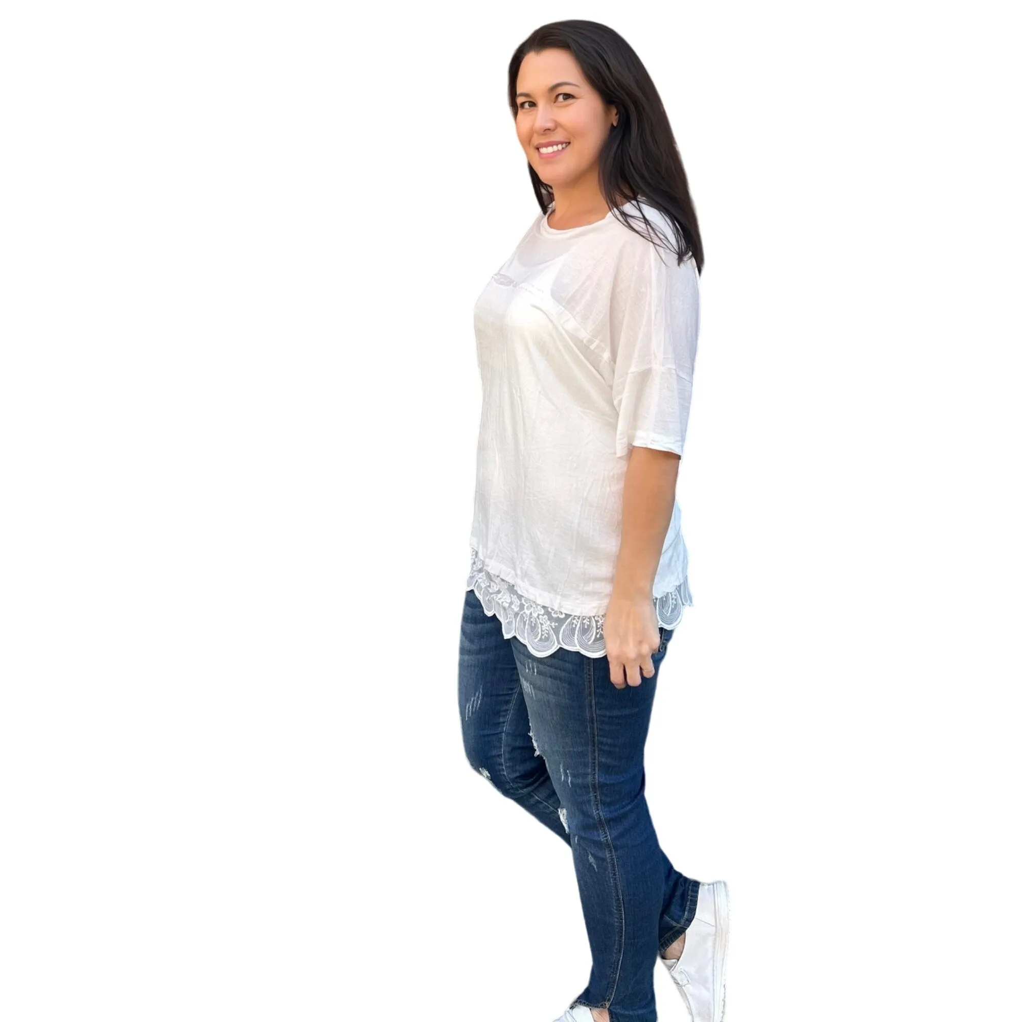 Culture Code Black Crew Neck Exposed Yoke Seam Short Sleeve Boxy Top CAY1646