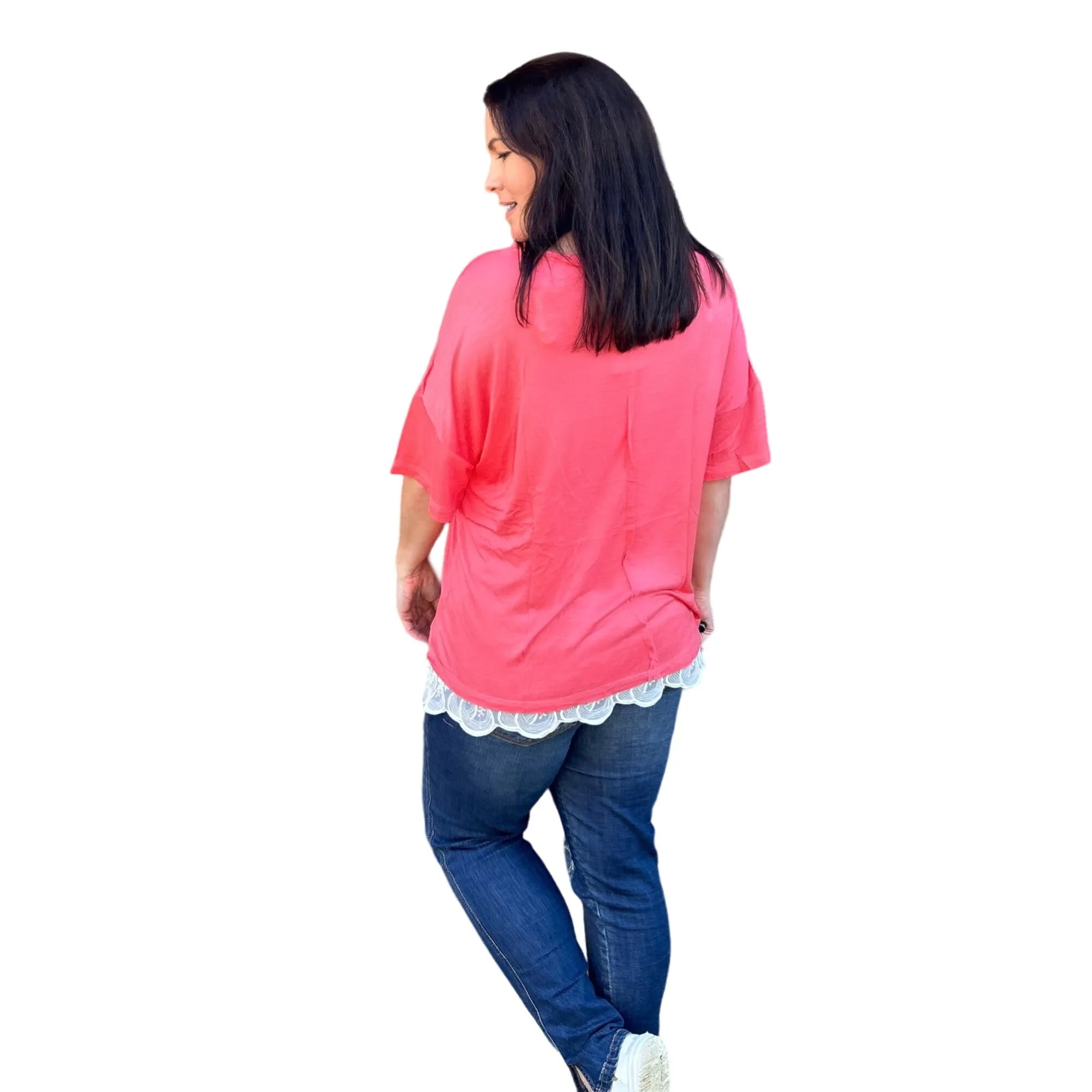 Culture Code Black Crew Neck Exposed Yoke Seam Short Sleeve Boxy Top CAY1646