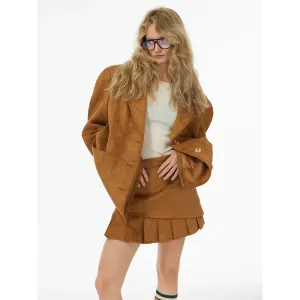 Curved Shoulder Suede Jacket