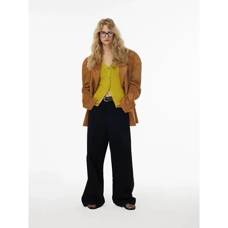 Curved Shoulder Suede Jacket