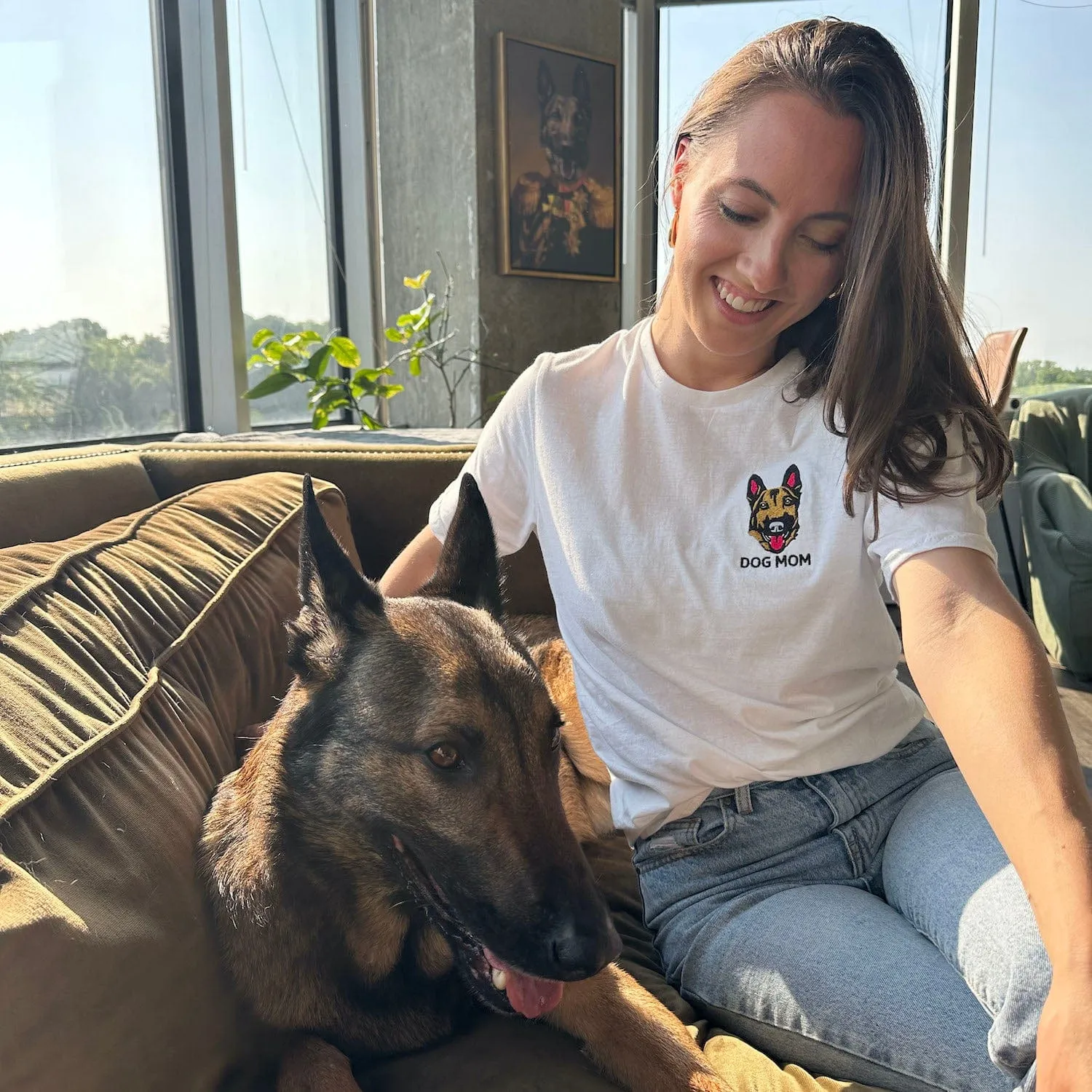 Custom Embroidered Pet Face Tee Shirt