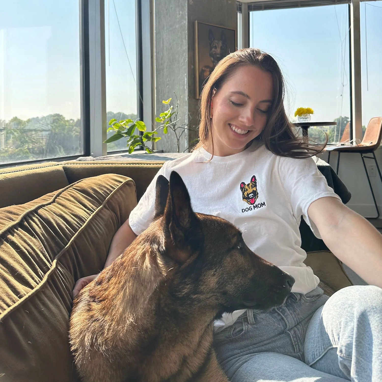 Custom Embroidered Pet Face Tee Shirt