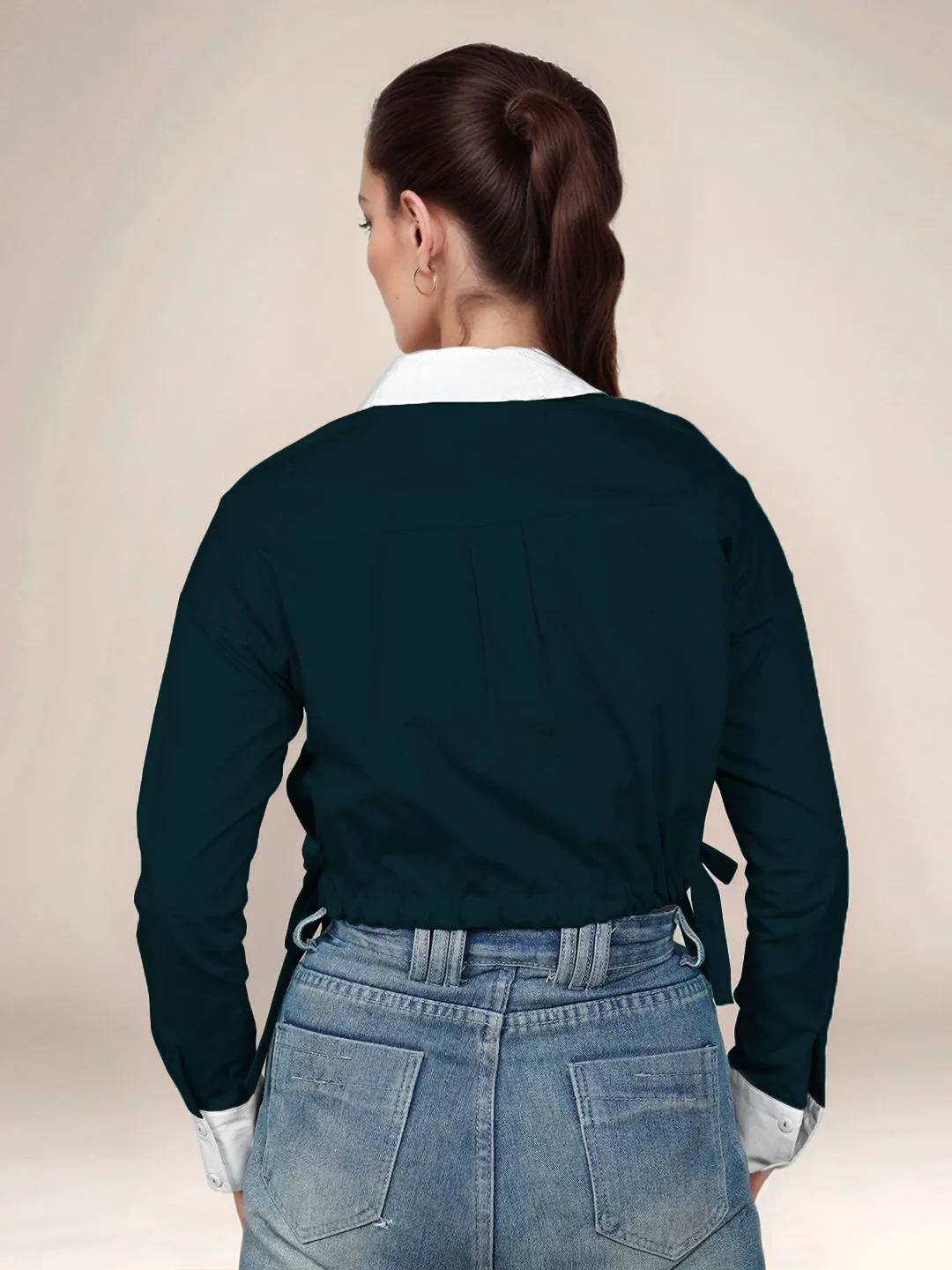 Dark Green Solid Full Sleeves Shirt