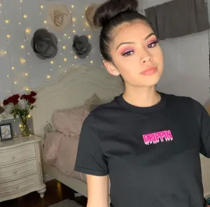 Dark Pink Drippin (S) | Black Tee
