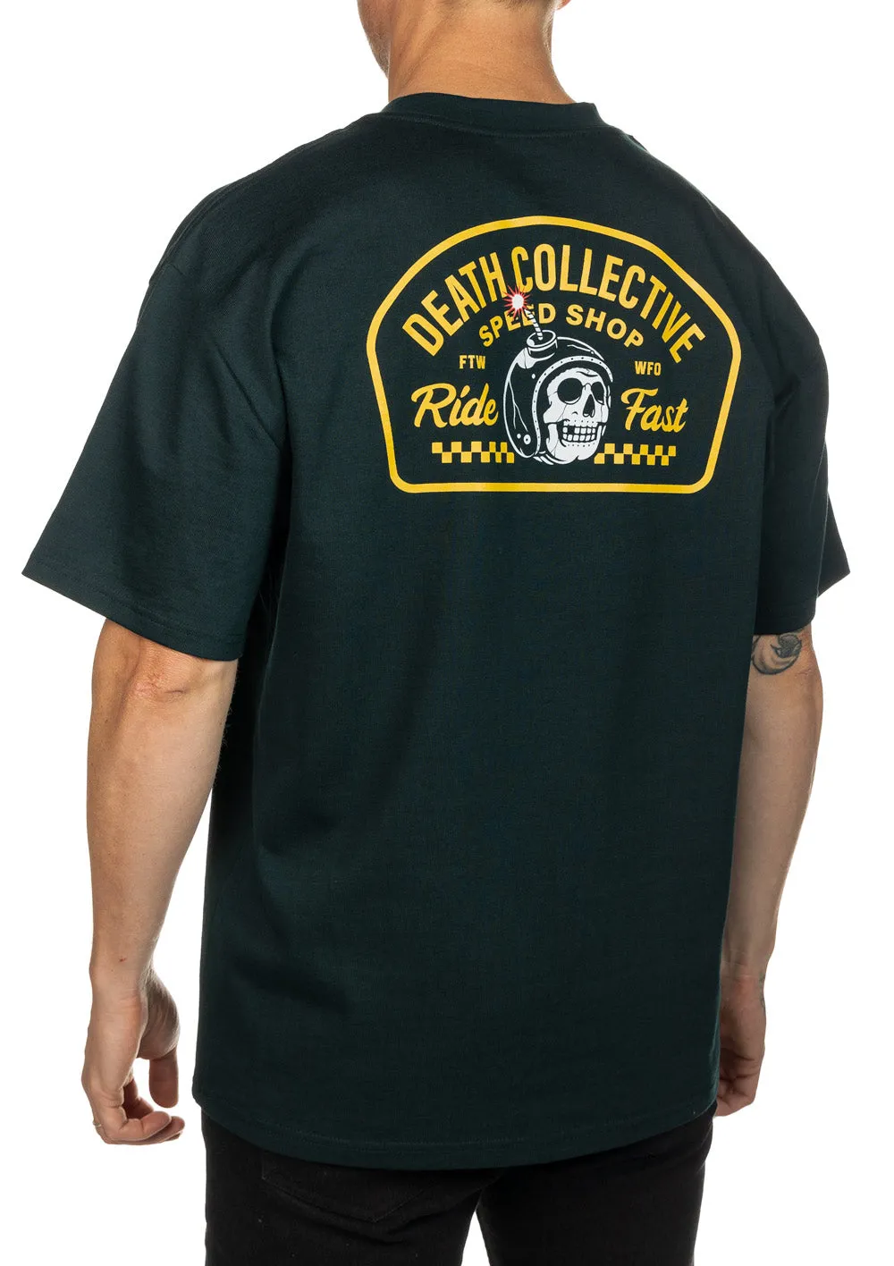 DEATH COLLECTIVE  Shop Tee - Green - OVERSIZED