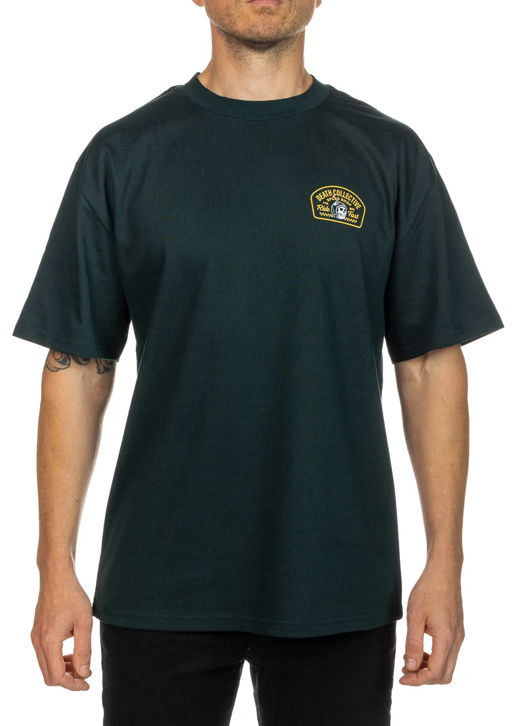 DEATH COLLECTIVE  Shop Tee - Green - OVERSIZED