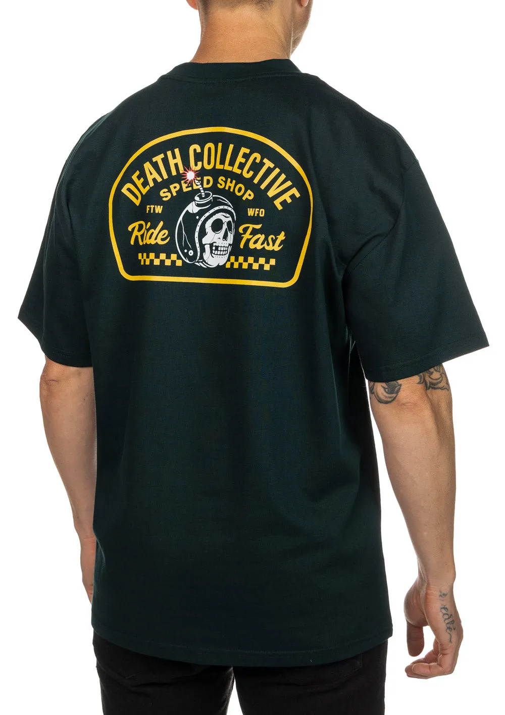 DEATH COLLECTIVE  Shop Tee - Green - OVERSIZED