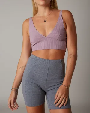 Deep V Neck Ribbed Sleeveless Bralette