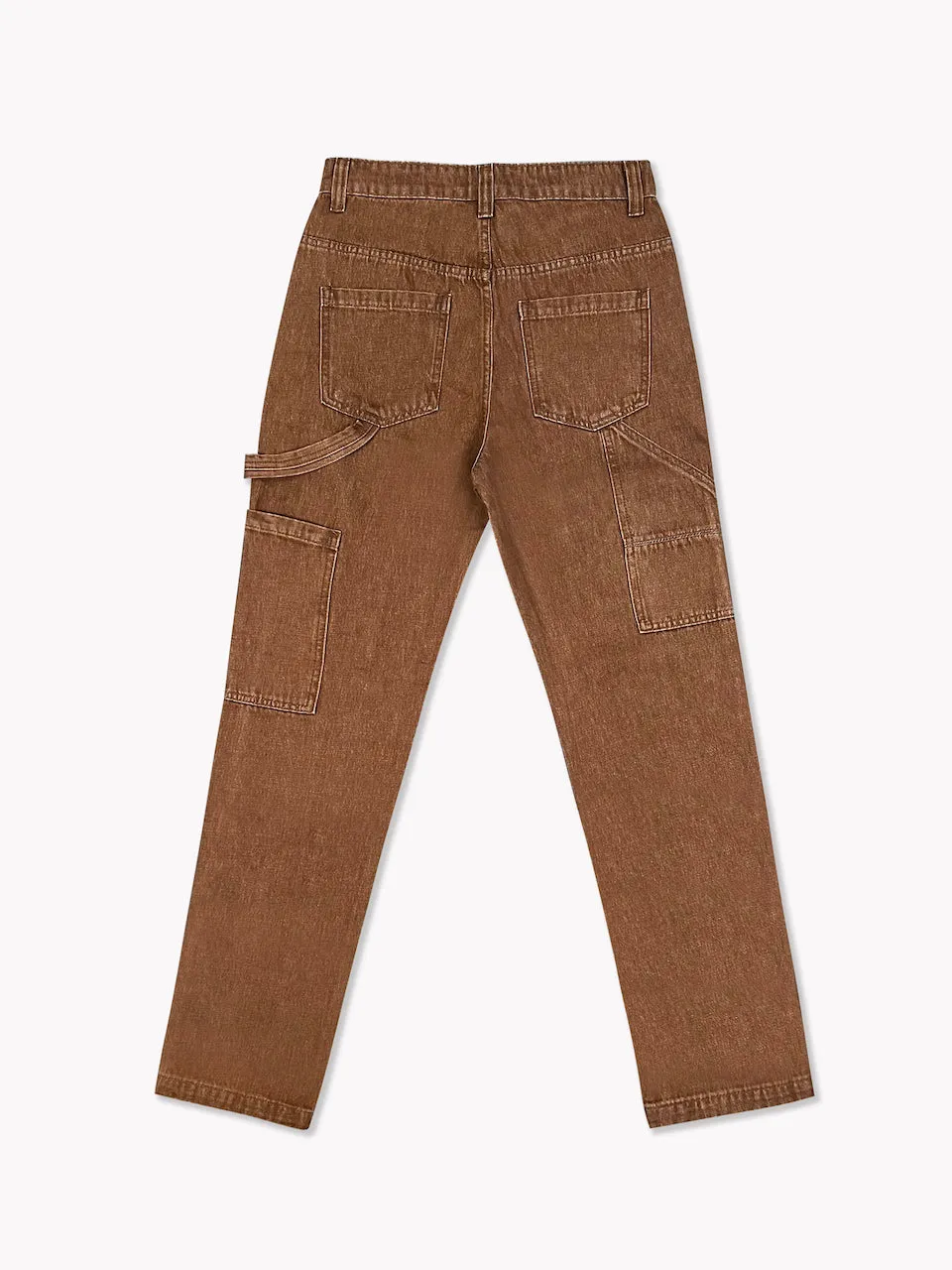 Denim Carpenter Pants-Brown