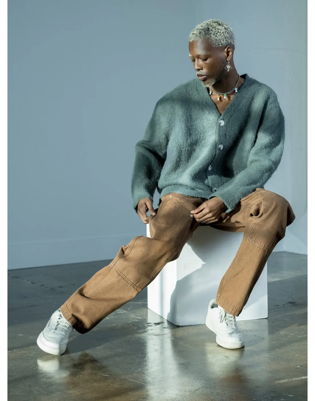 Denim Carpenter Pants-Brown