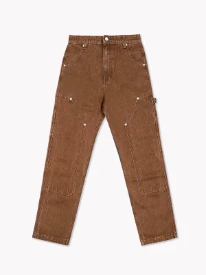 Denim Carpenter Pants-Brown