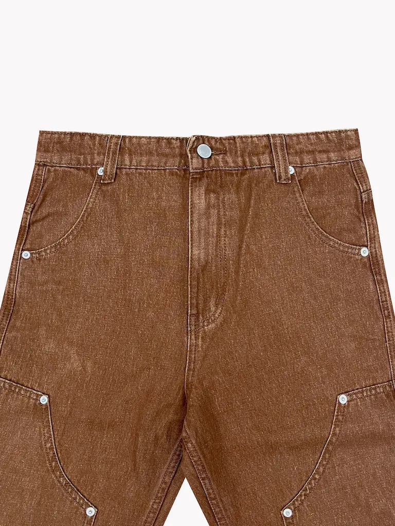 Denim Carpenter Pants-Brown