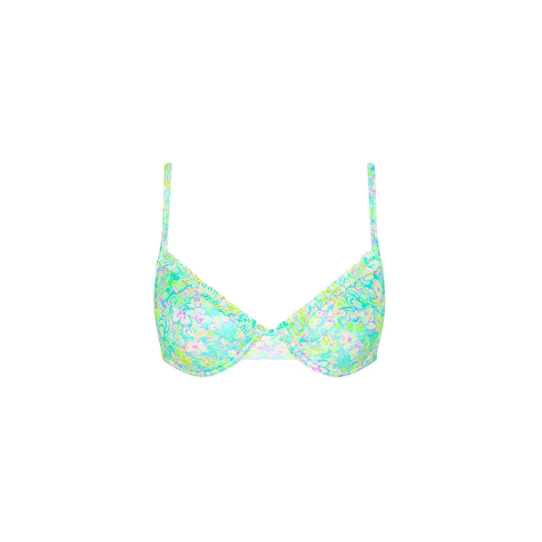Double Ruffle Underwire Bikini Top - Hibiscus Fizz