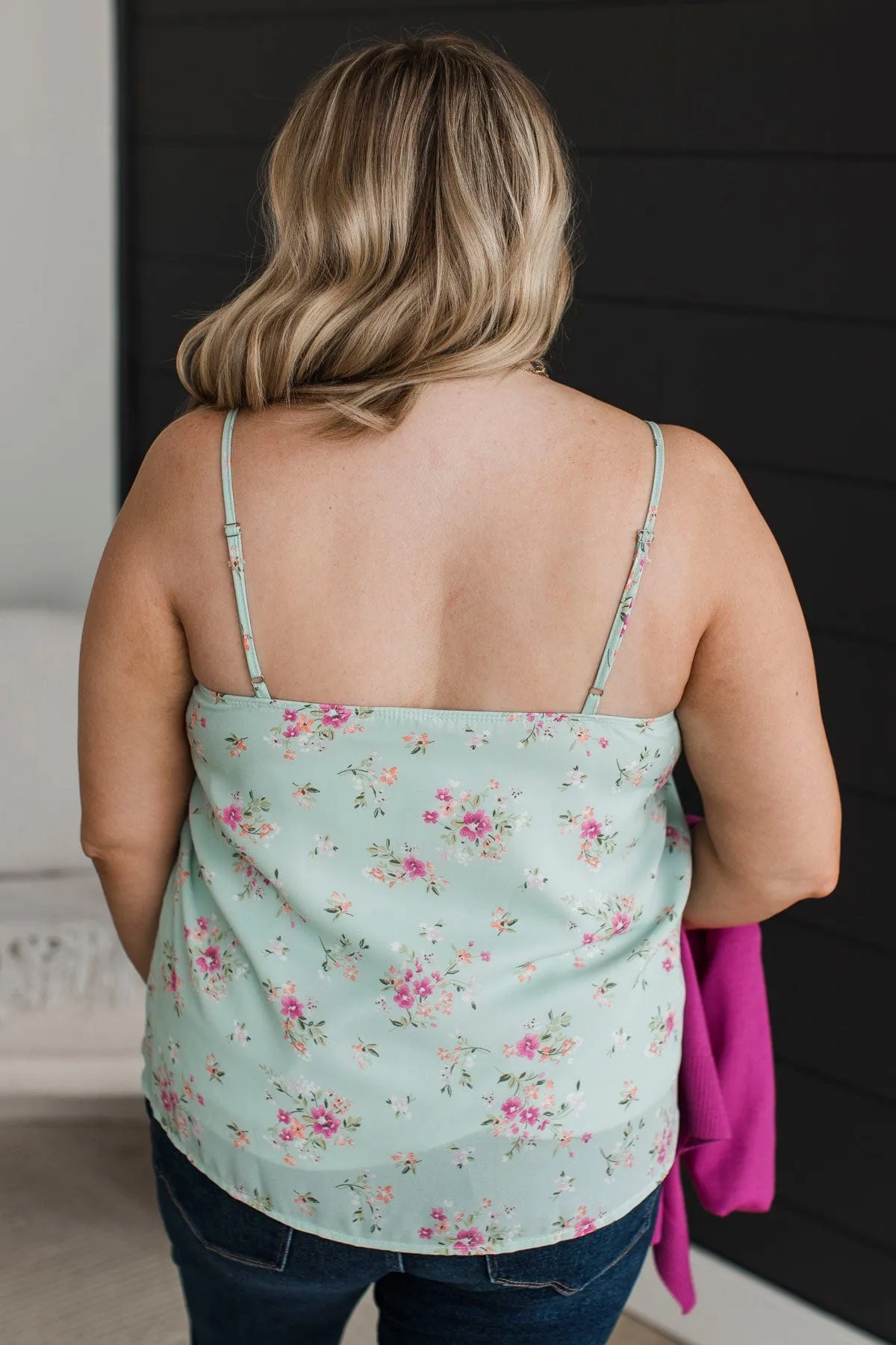 Dream With Ease Floral Tank Top- Mint