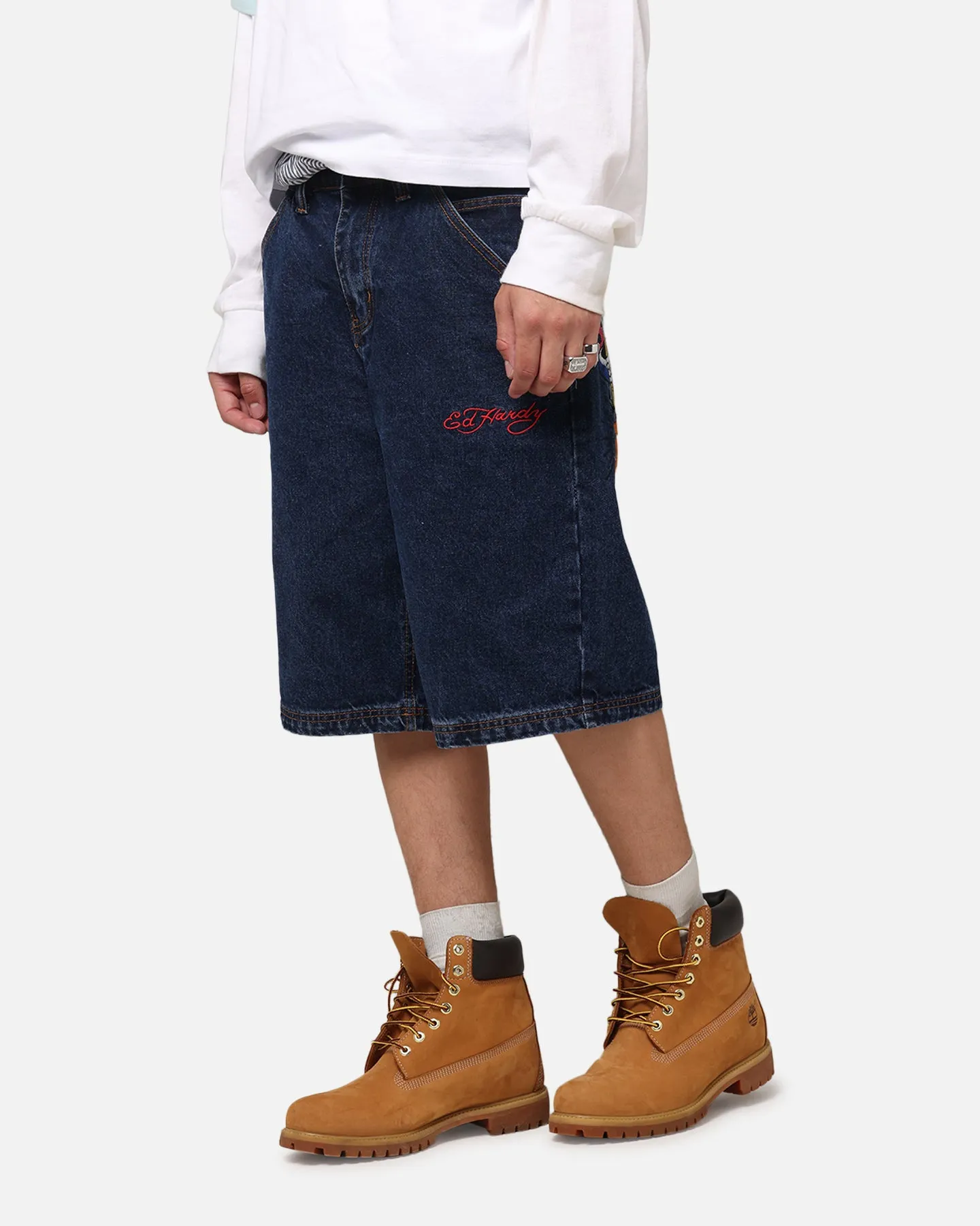 Ed Hardy Brave Hearts Jorts Indigo