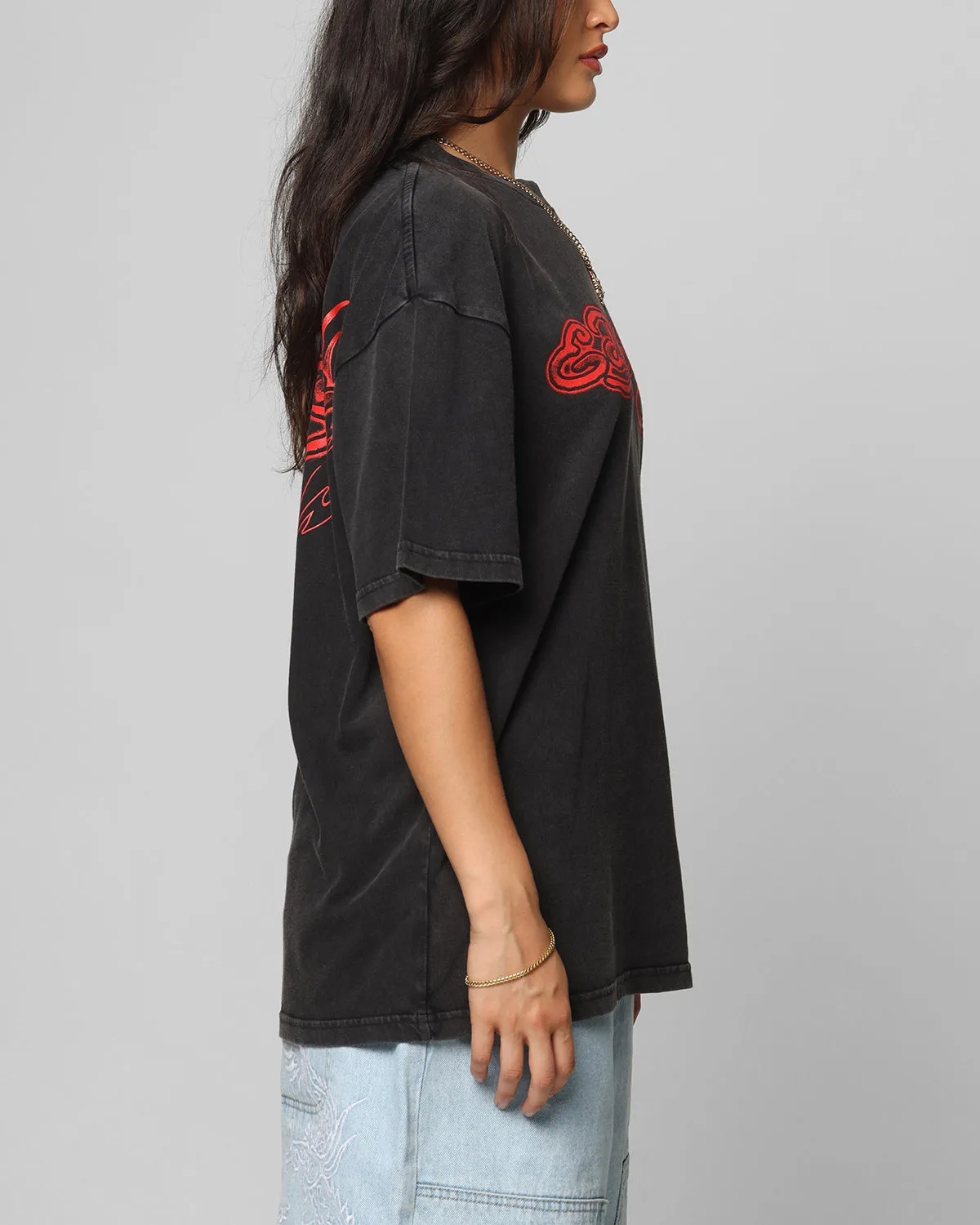 Ed Hardy Tribal T-Shirt Black Acidwash