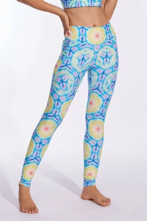 Electric Bloom Sculpt Leggings – Blue Mirage