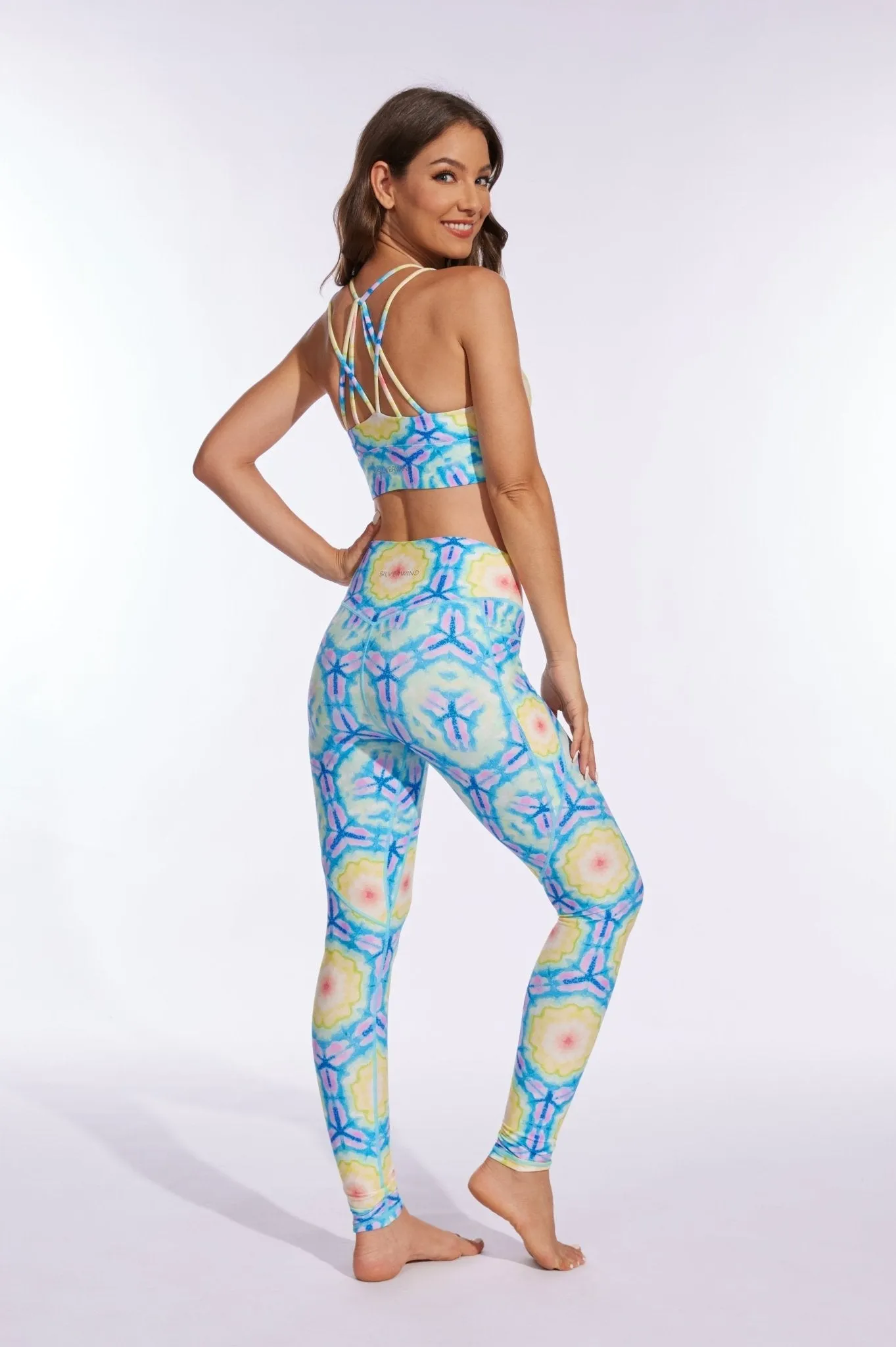 Electric Bloom Sculpt Leggings – Blue Mirage