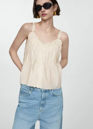 Embroidered strap top