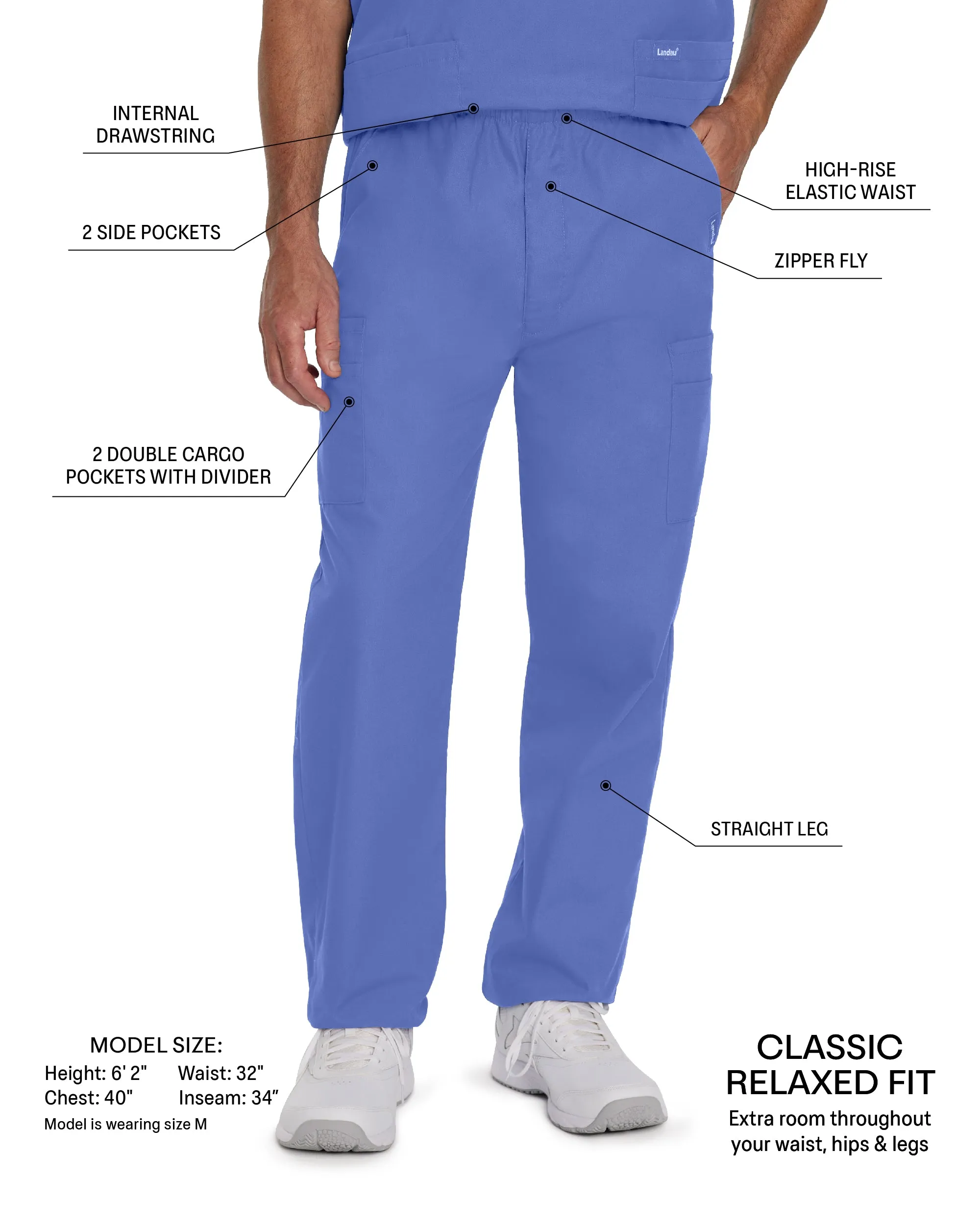 Essentials 8555 Men's Cargo Scrub Pants Grape