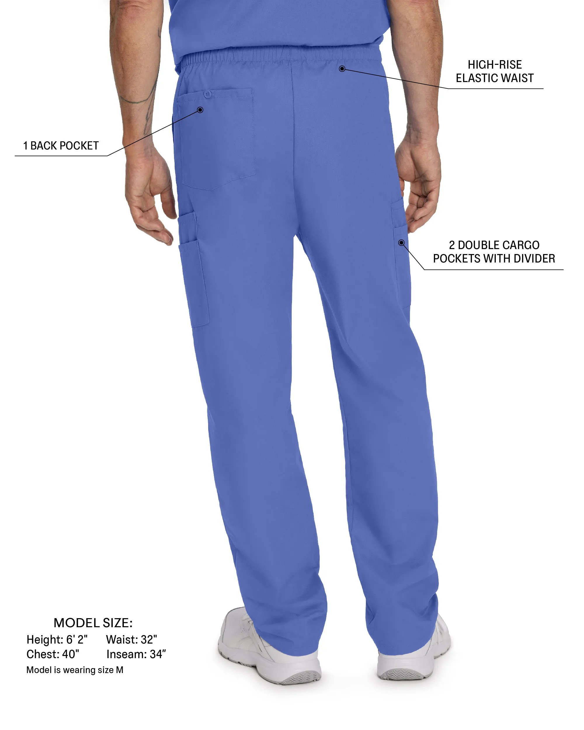 Essentials 8555 Men's Cargo Scrub Pants Grape