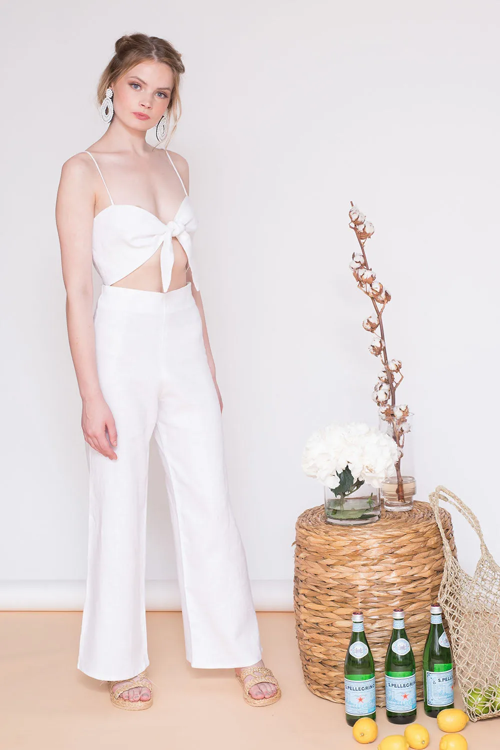 FIJI Tie Front Crop Top (White)