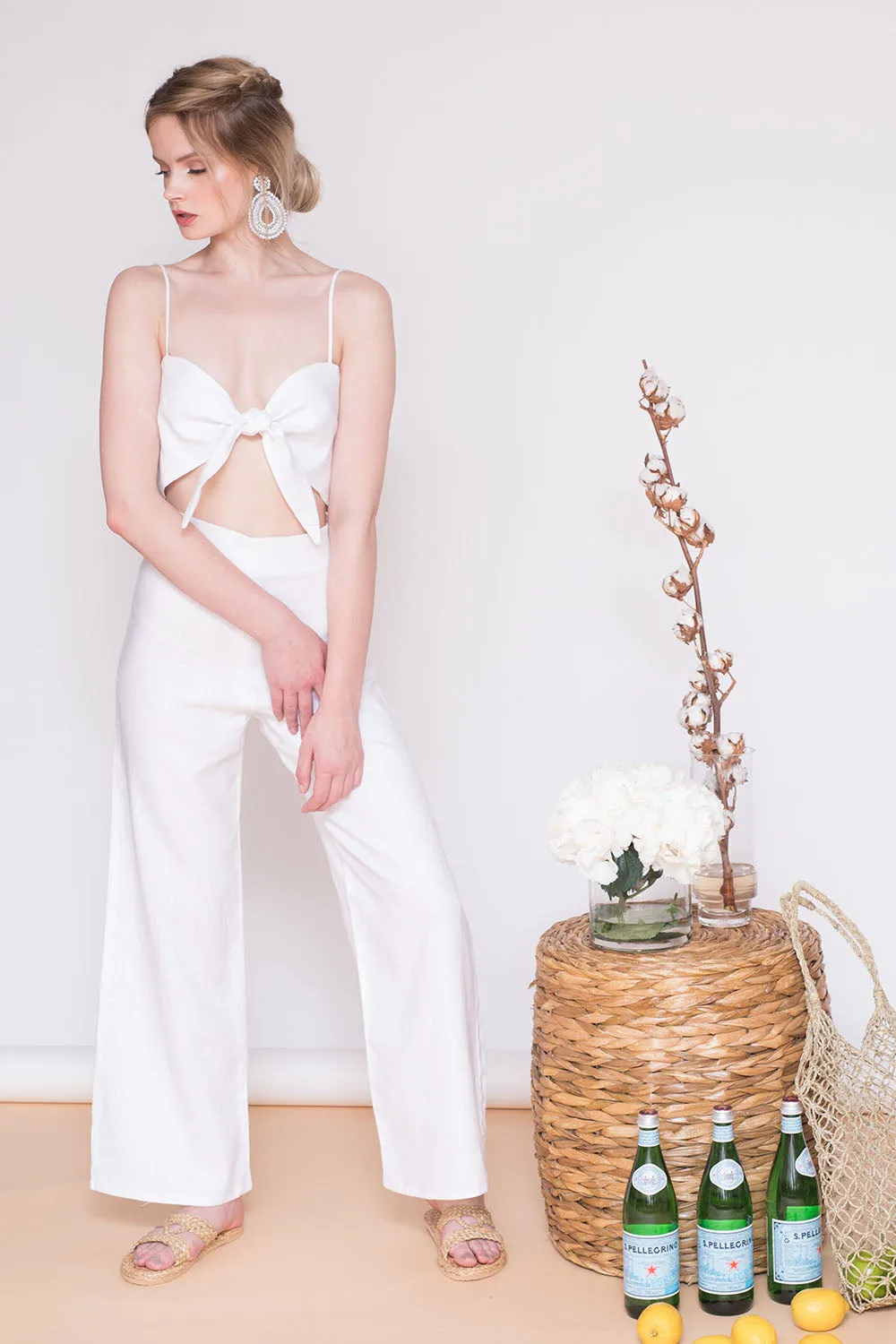FIJI Tie Front Crop Top (White)