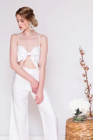 FIJI Tie Front Crop Top (White)