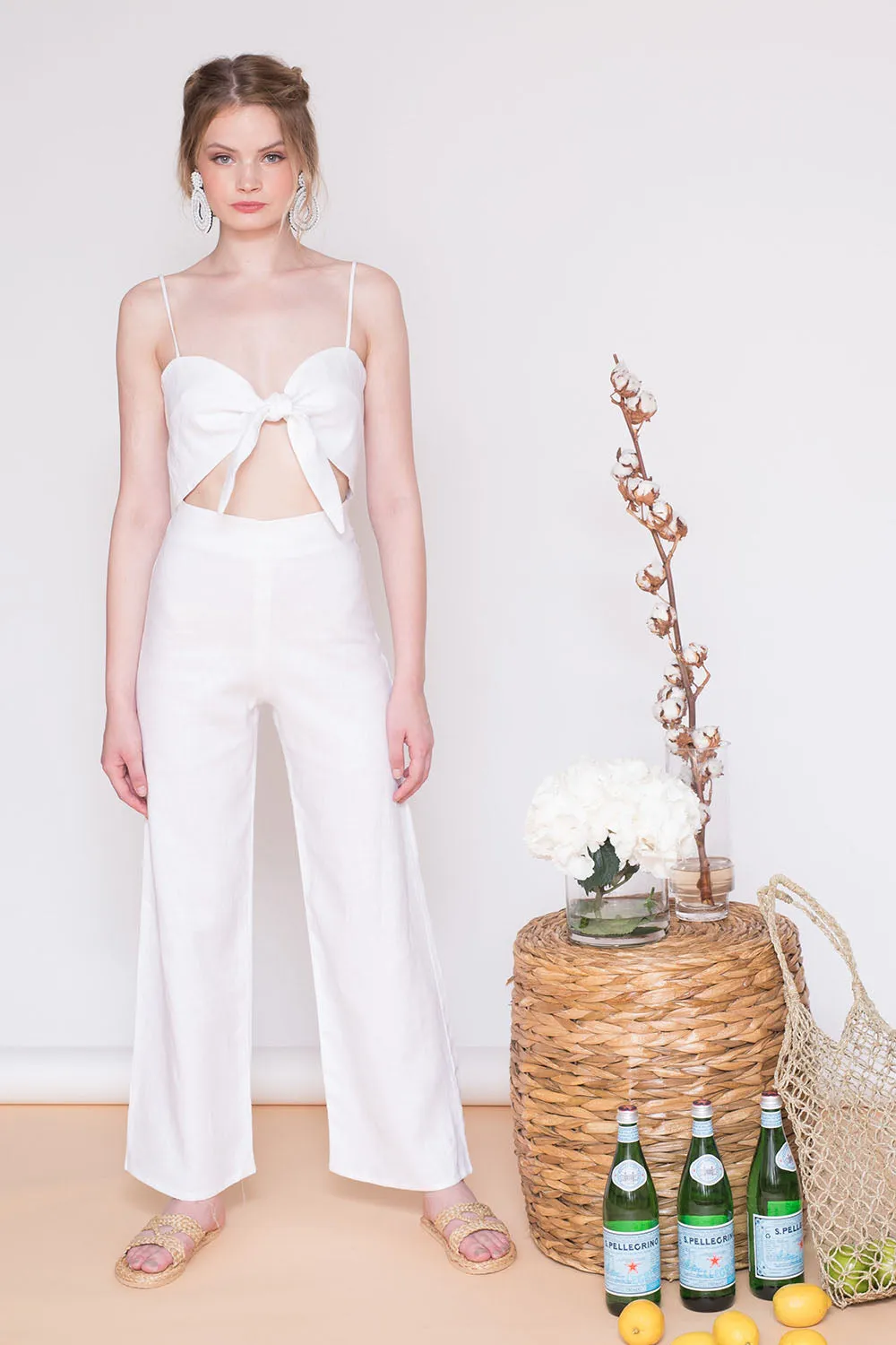FIJI Tie Front Crop Top (White)
