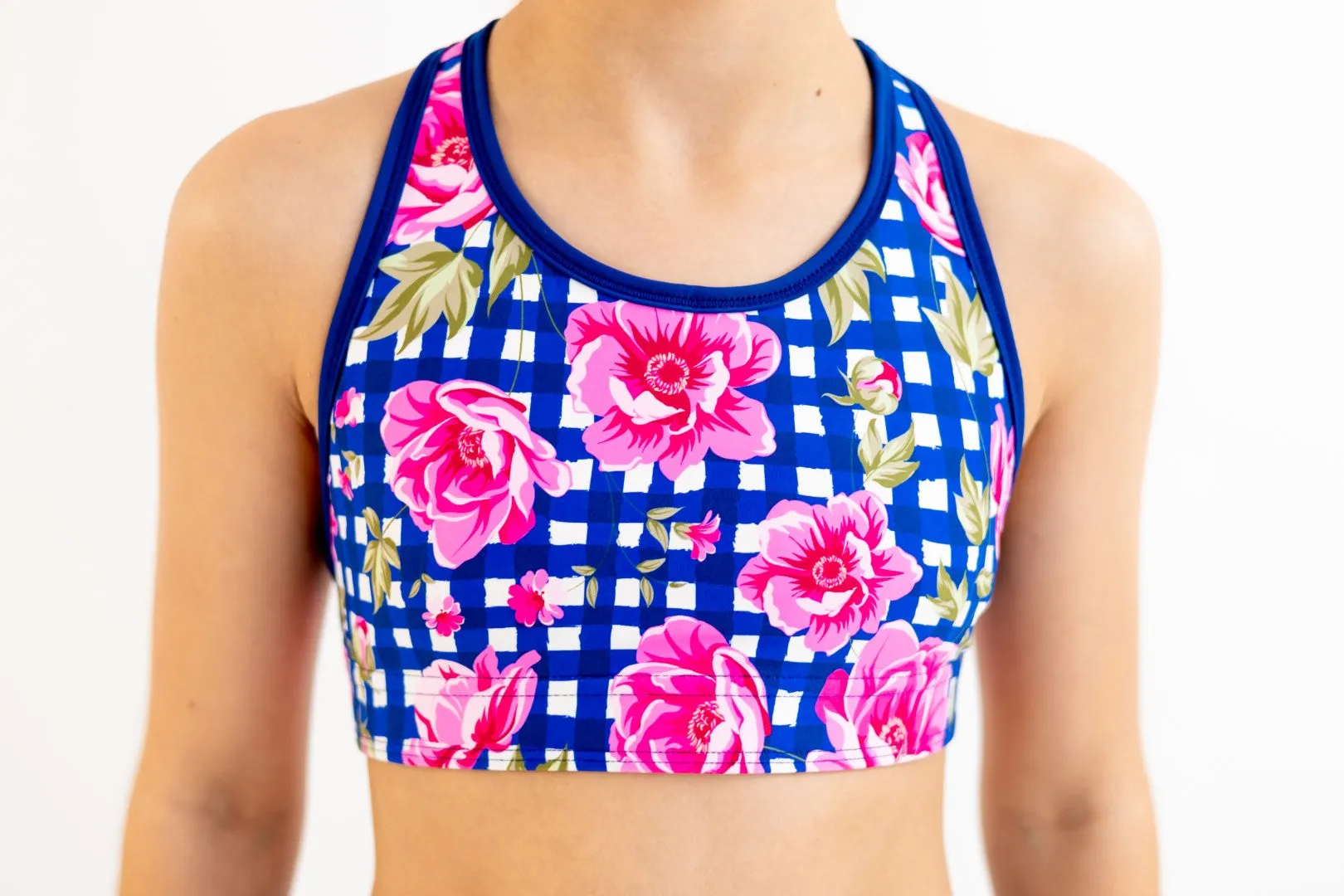 Floral Check - Gym Swim Tops