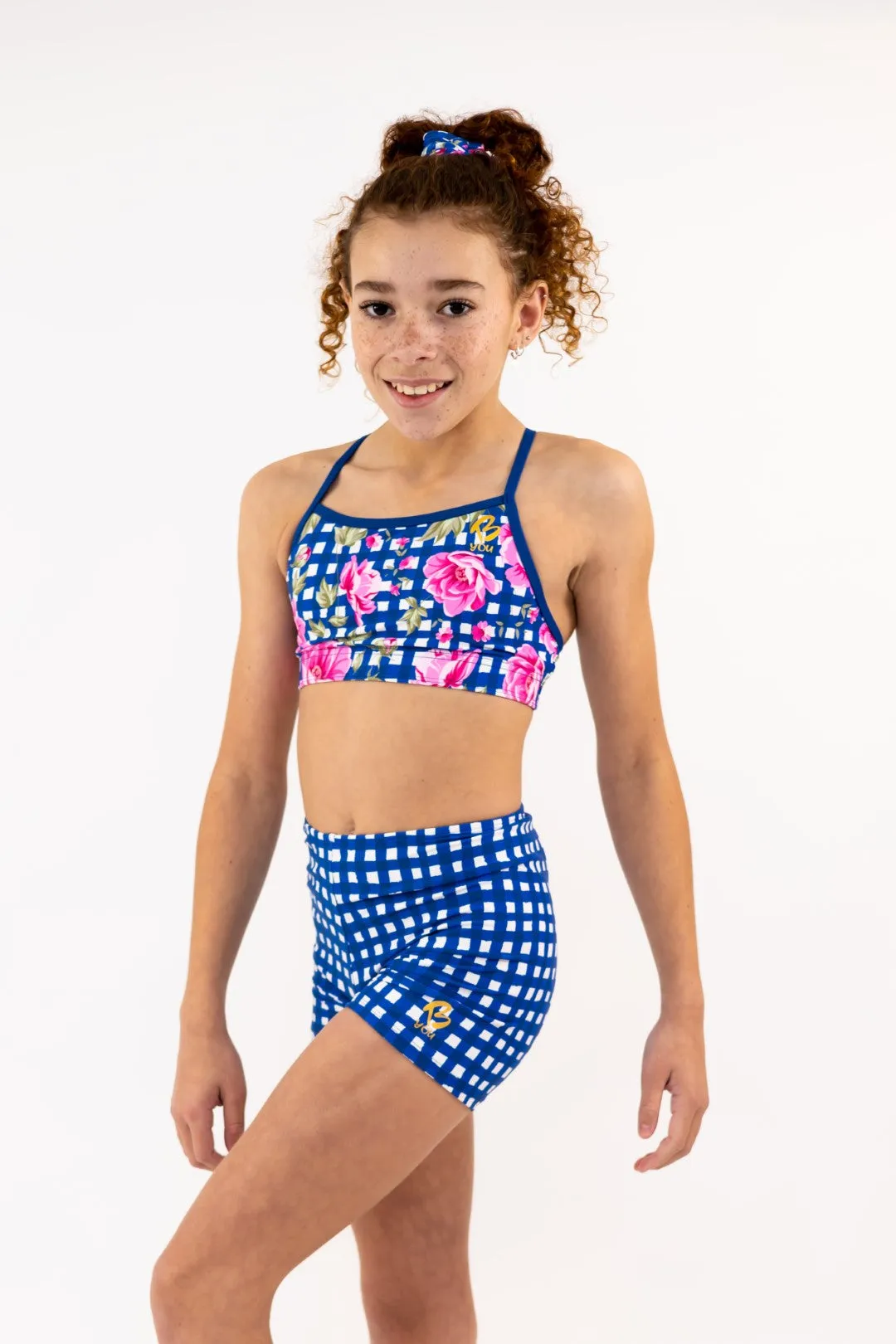 Floral Check - Gym Swim Tops