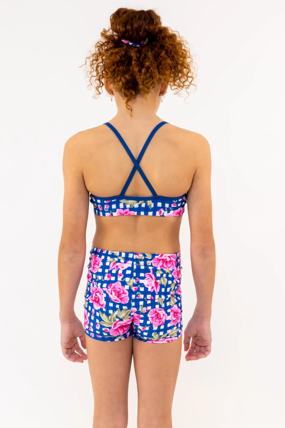 Floral Check - Gym Swim Tops