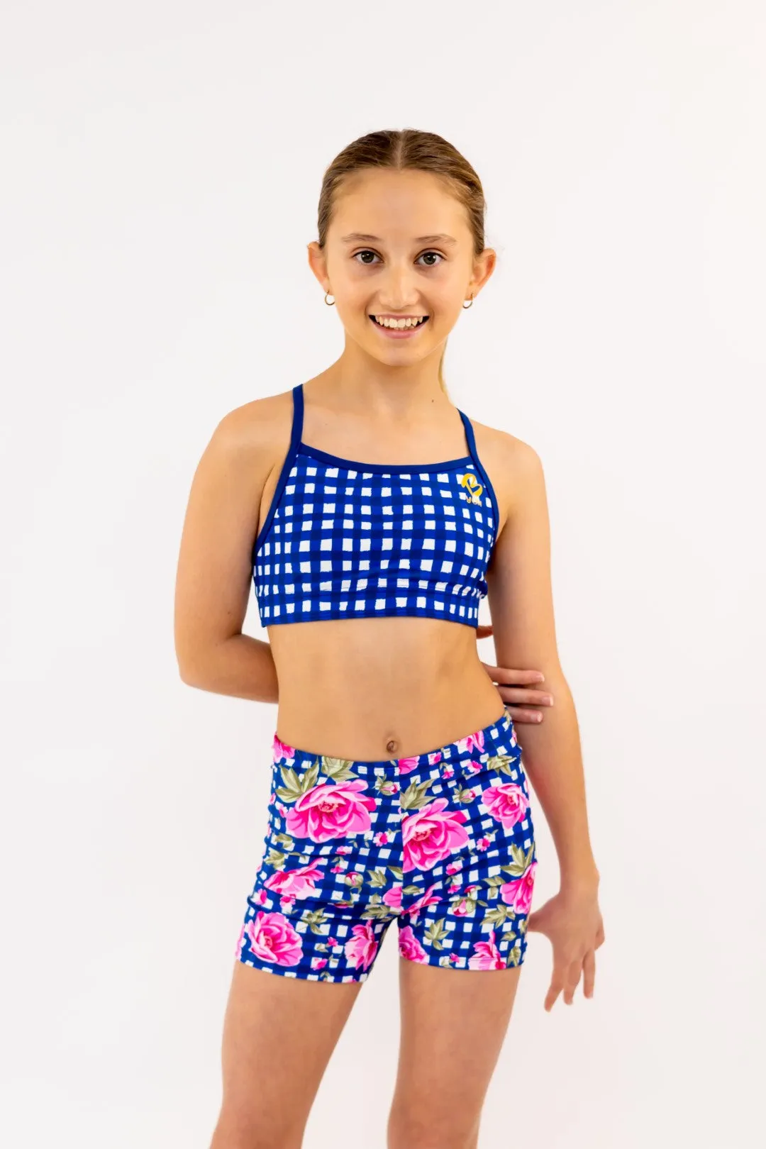 Floral Check - Gym Swim Tops