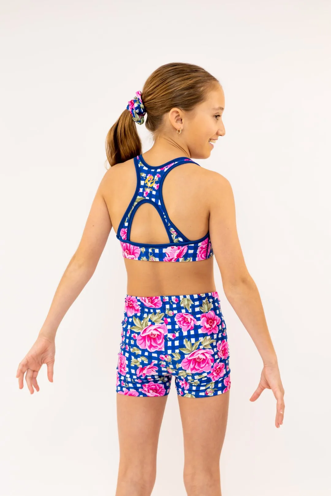 Floral Check - Gym Swim Tops