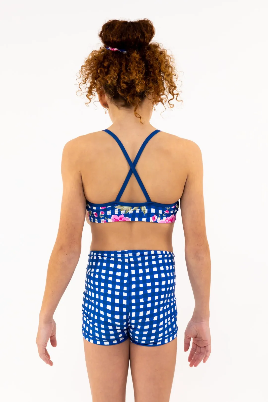 Floral Check - Gym Swim Tops
