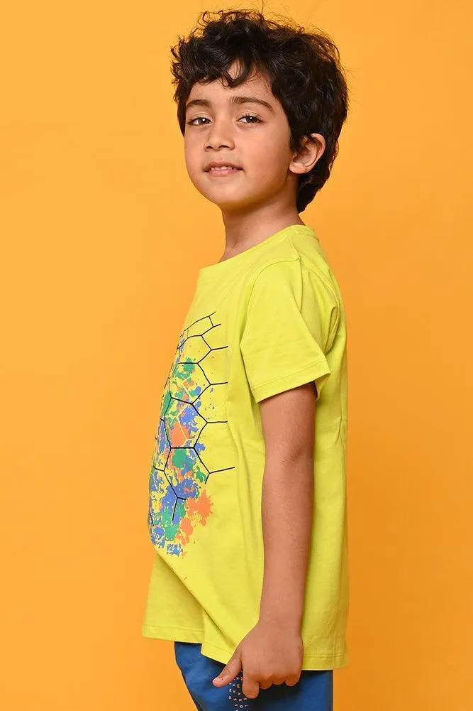 FOOTBALL SHORT SLEEVE T-SHIRT - LIME GREEN