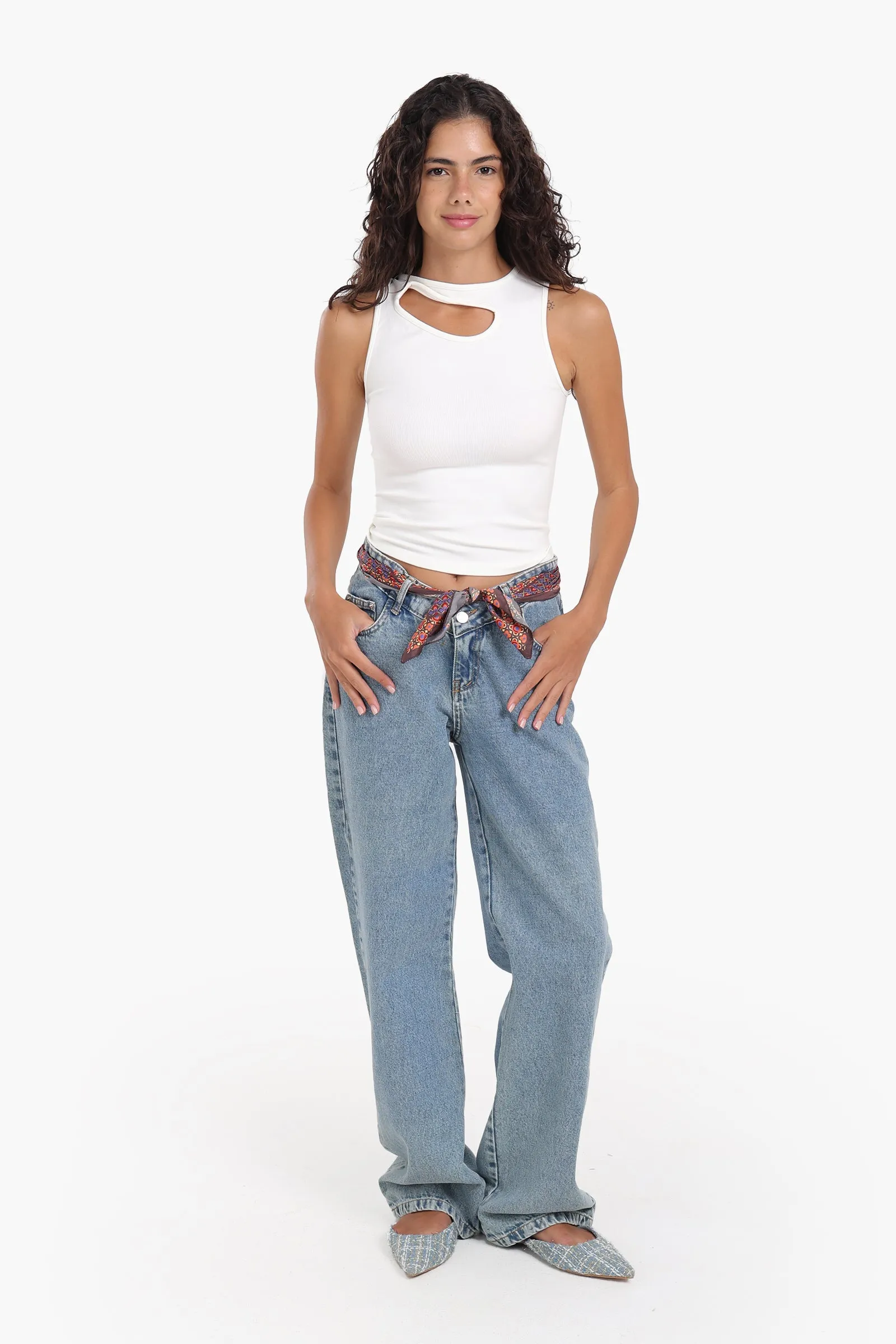 Front Cut Out Sleeveless Top