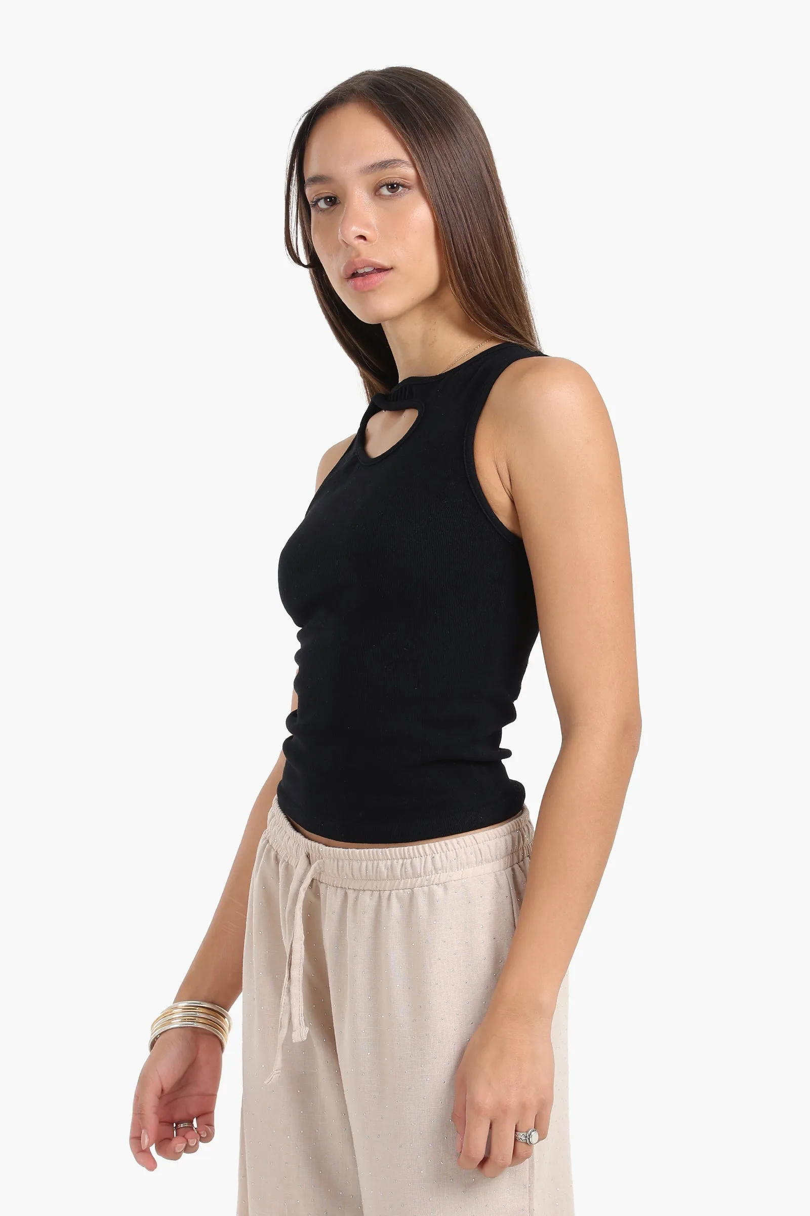 Front Cut Out Sleeveless Top
