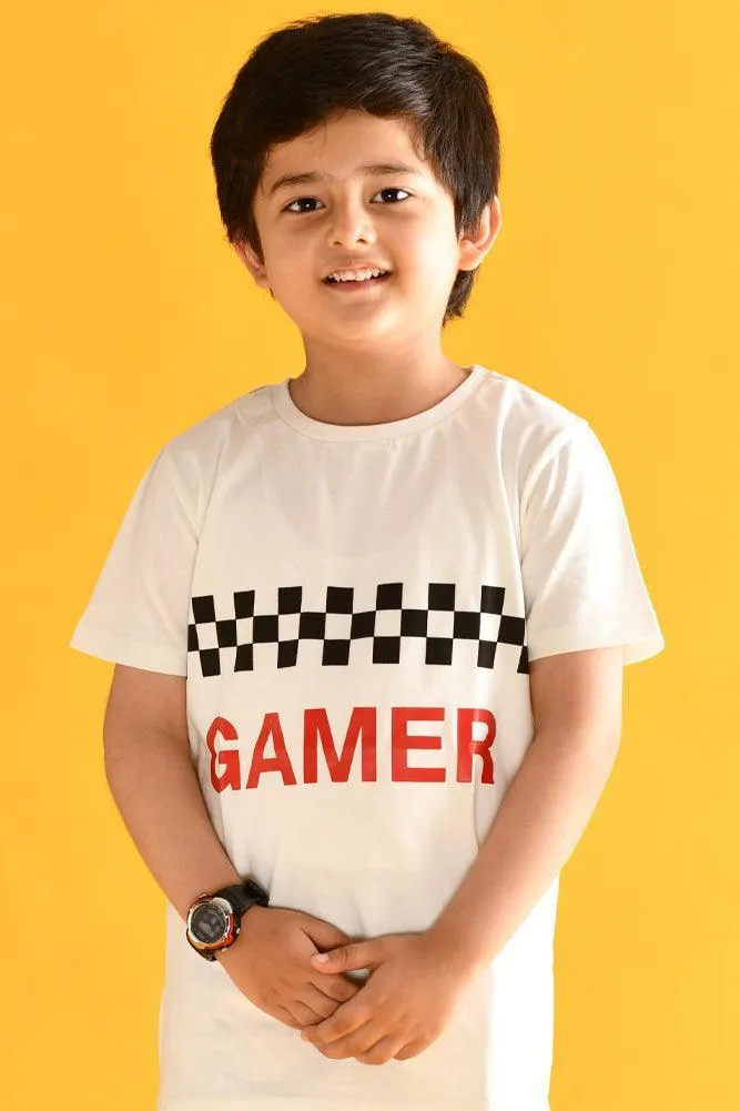 GAMER CHECK T-SHIRT - WHITE