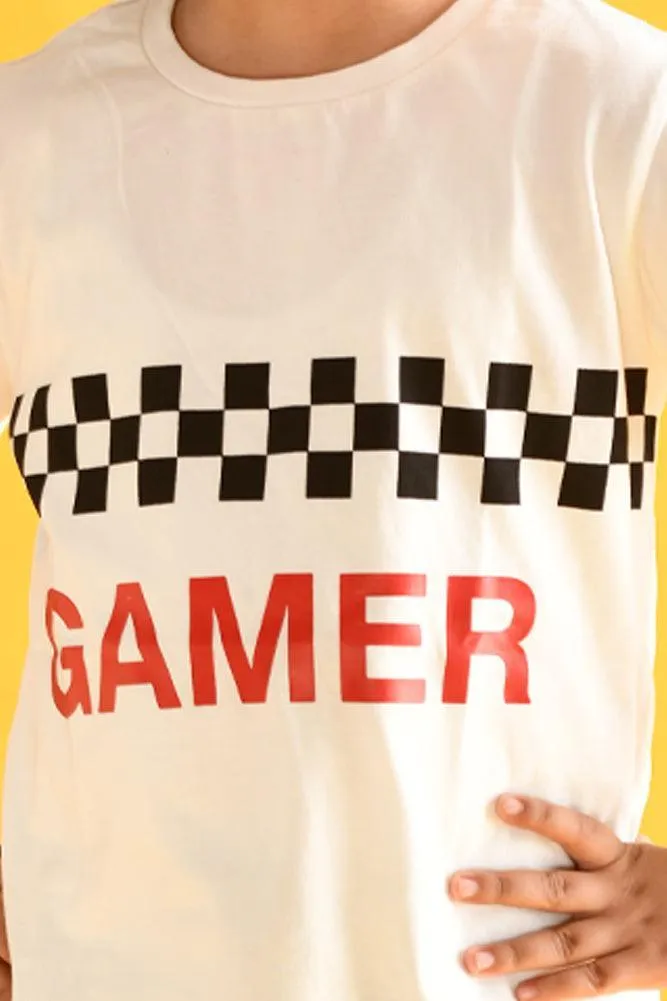 GAMER CHECK T-SHIRT - WHITE