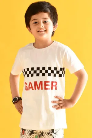 GAMER CHECK T-SHIRT - WHITE