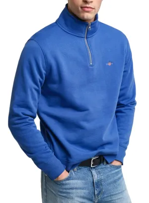 GANT Mens Regular Shield Half Zip Sweatshirt Lapis Blue