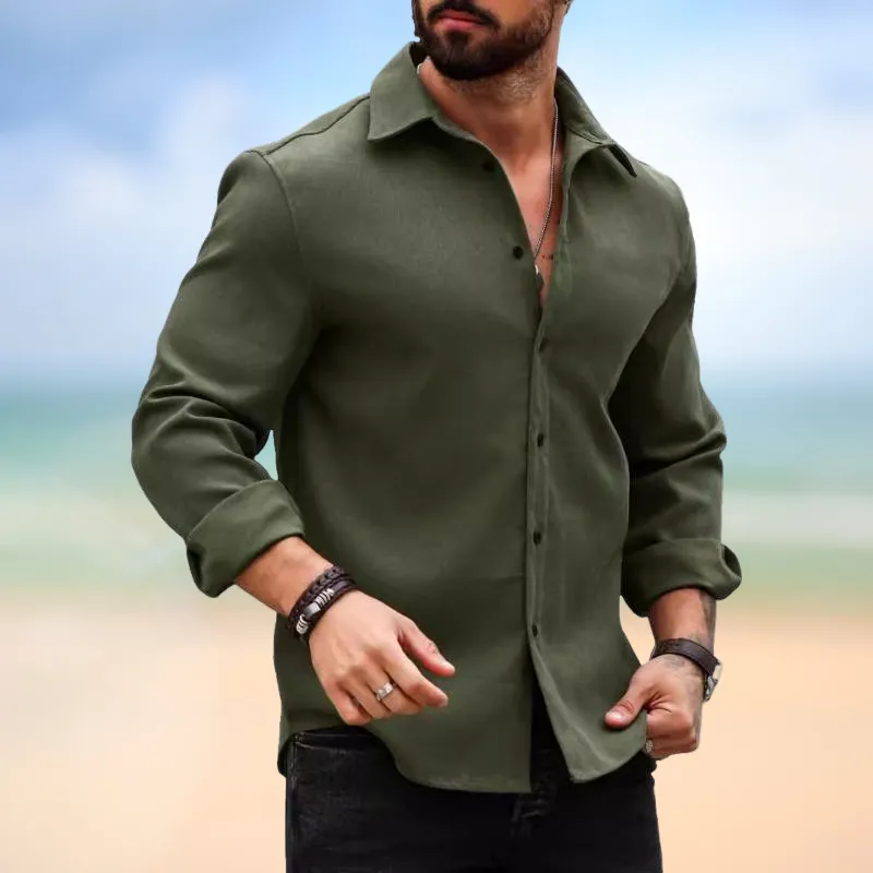 Garrick - Men's Casual Lapel Slim Fit Long Sleeve Shirt