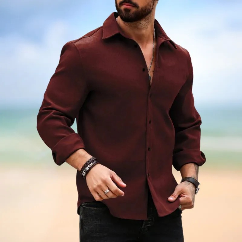 Garrick - Men's Casual Lapel Slim Fit Long Sleeve Shirt