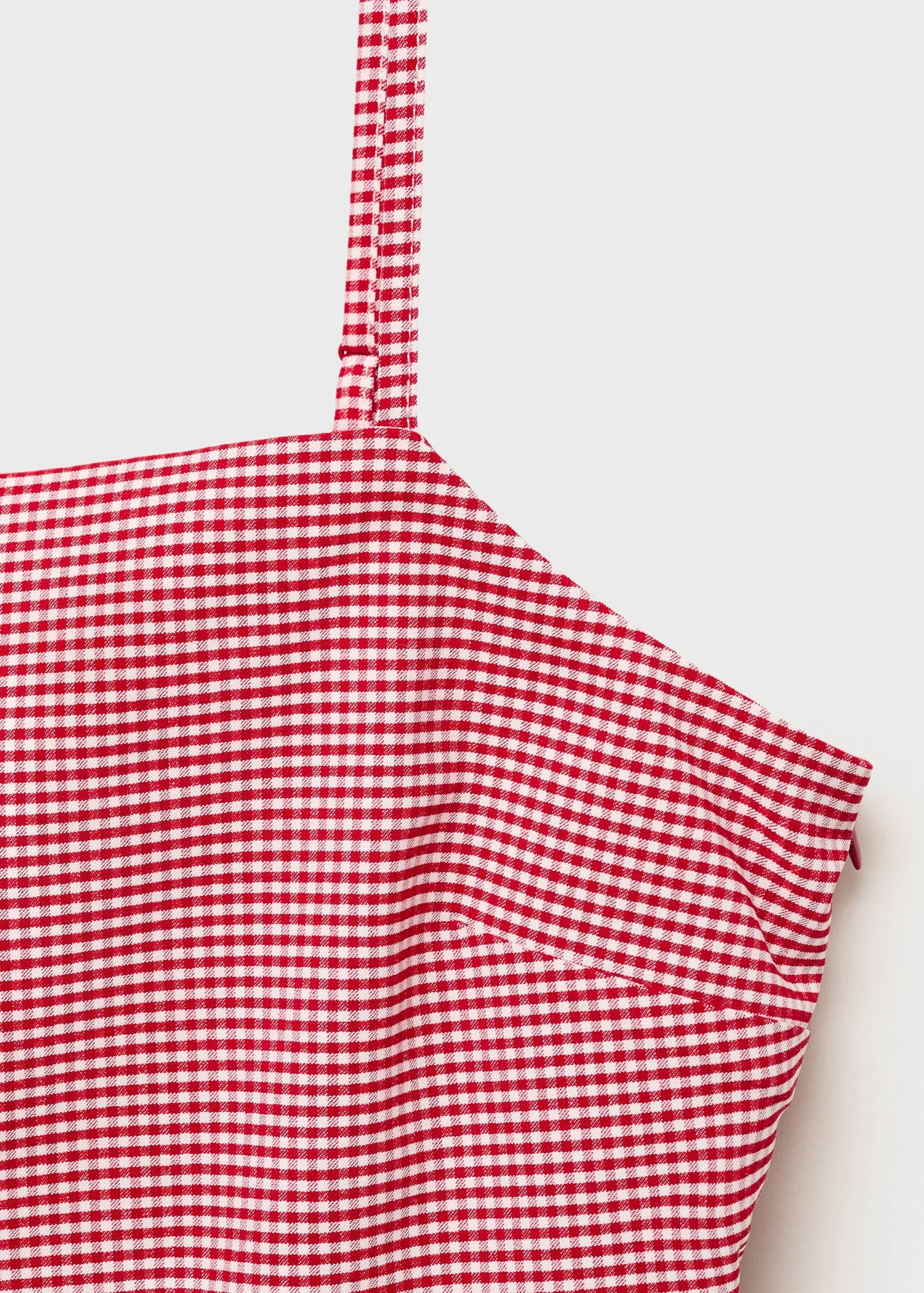 Gingham-check top with ruffle